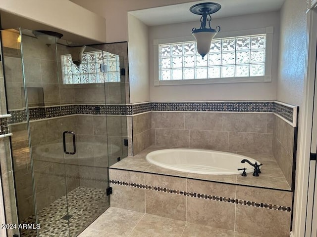 bathroom with plus walk in shower