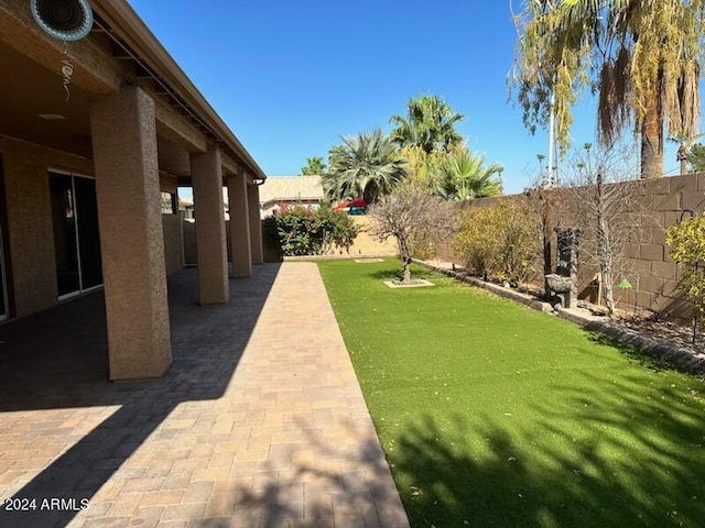 view of yard featuring a patio area