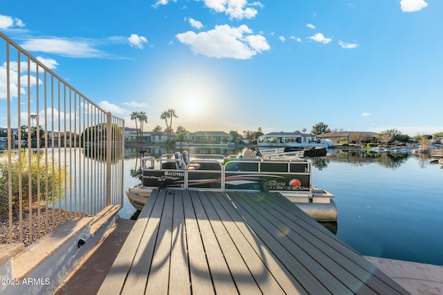 view of dock featuring a water view