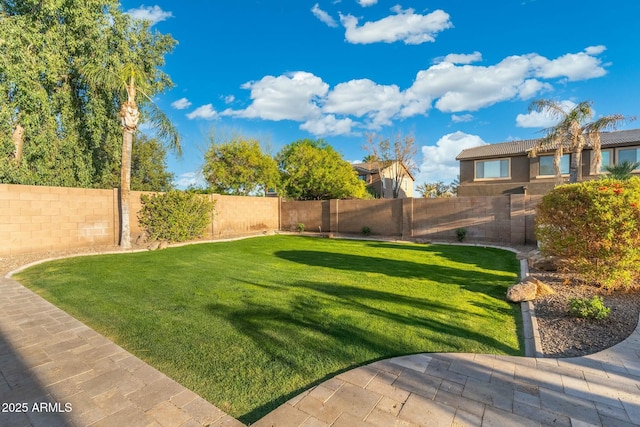 view of yard featuring a fenced backyard