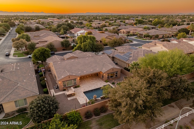 view of aerial view at dusk