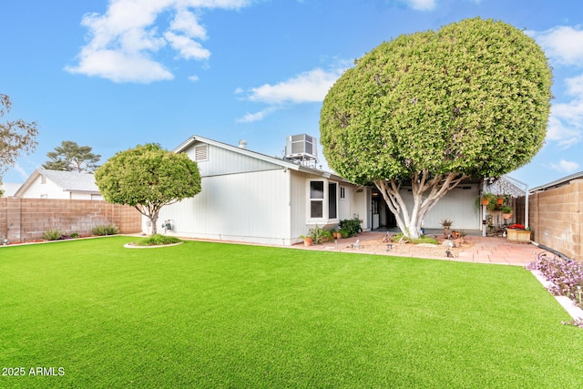 exterior space with central AC and a patio area