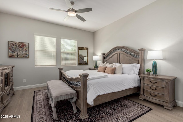 2605 S Quaintance St, Gilbert, AZ 85295 - bedroom with light wood-type flooring, baseboards, and ceiling fan