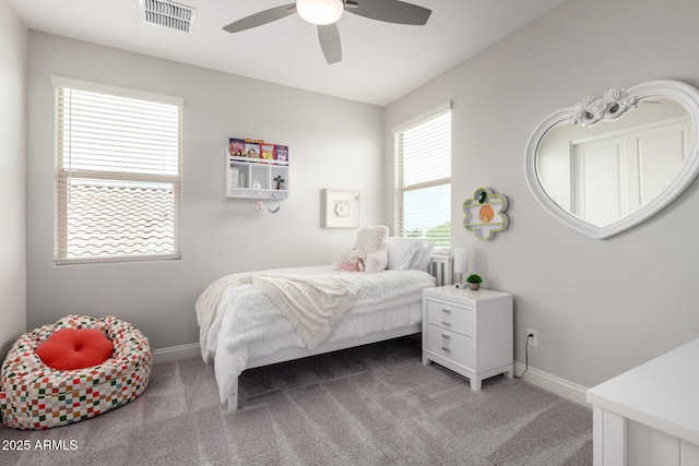 2605 S Quaintance St, Gilbert, AZ 85295 - bedroom featuring light carpet, baseboards, and ceiling fan