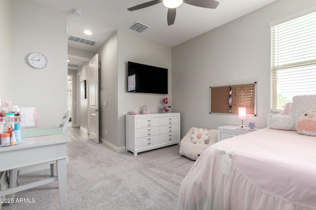 2605 S Quaintance St, Gilbert, AZ 85295 - carpeted bedroom with multiple windows, baseboards, ceiling fan, and an office area