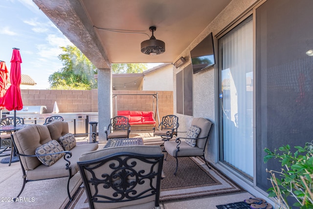 view of patio / terrace with area for grilling and an outdoor hangout area