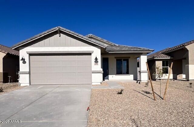 single story home with a garage