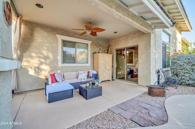 view of patio / terrace featuring ceiling fan