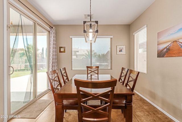 291 E Canyon Rock Rd, San Tan Valley, AZ 85143 - dining space featuring baseboards, tile patterned flooring, and visible vents