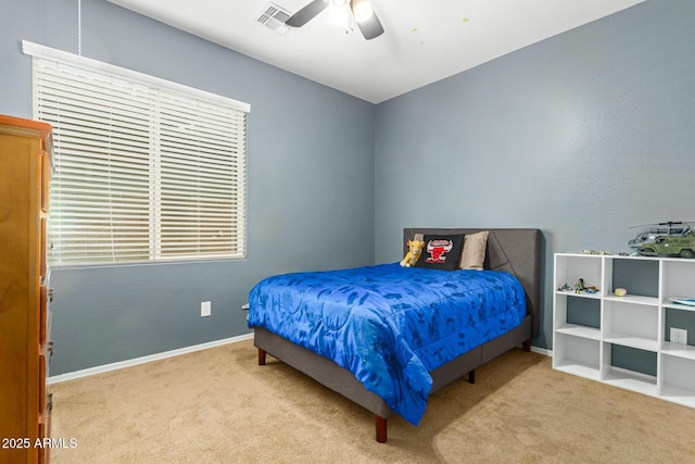 291 E Canyon Rock Rd, San Tan Valley, AZ 85143 - bedroom with carpet, visible vents, a ceiling fan, and baseboards