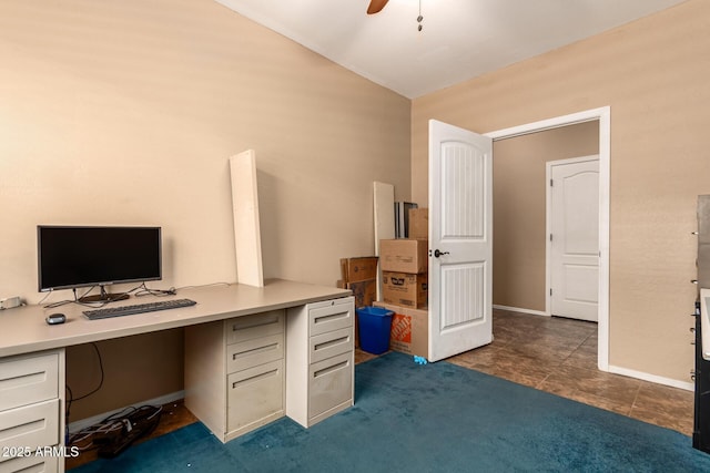 291 E Canyon Rock Rd, San Tan Valley, AZ 85143 - home office featuring baseboards and a ceiling fan