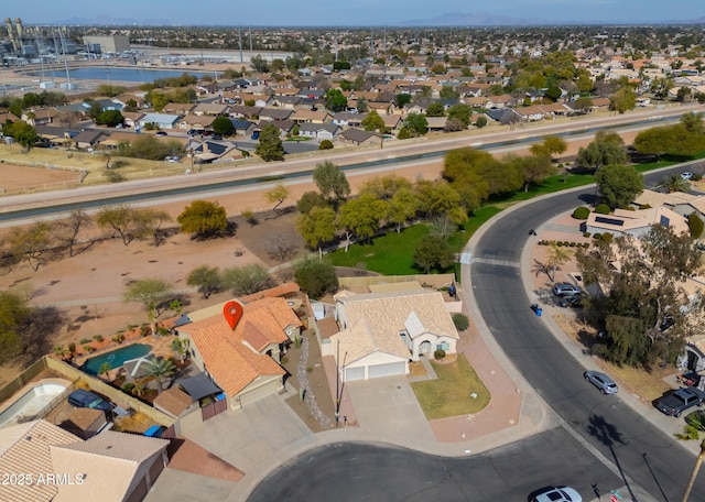 aerial view with a residential view