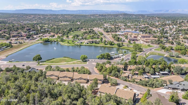 aerial view with a water and mountain view