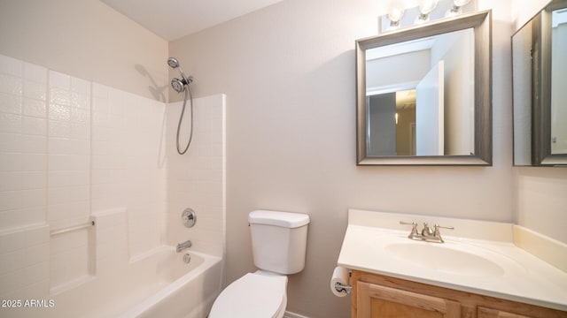 full bathroom featuring vanity, toilet, and shower / washtub combination