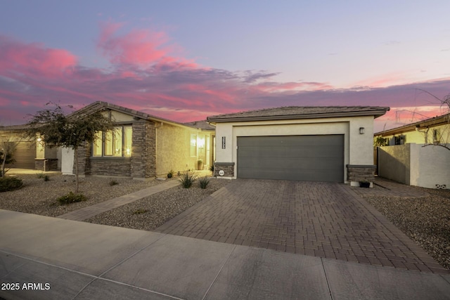 view of front of house with a garage