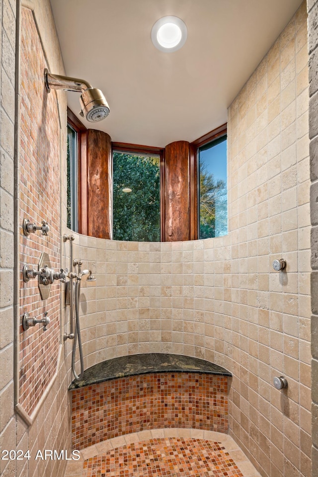 bathroom with tiled shower