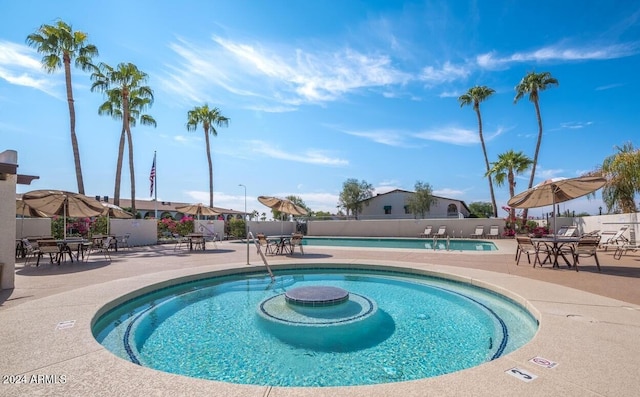 view of pool featuring a patio area