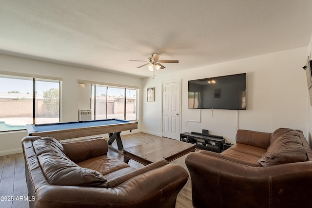 310 E Fremont Dr, Tempe, AZ 85282 - living area featuring light wood-style floors, billiards, ceiling fan, and baseboards