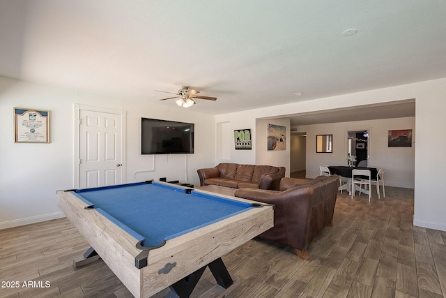 310 E Fremont Dr, Tempe, AZ 85282 - playroom featuring wood finished floors, a ceiling fan, baseboards, and billiards table