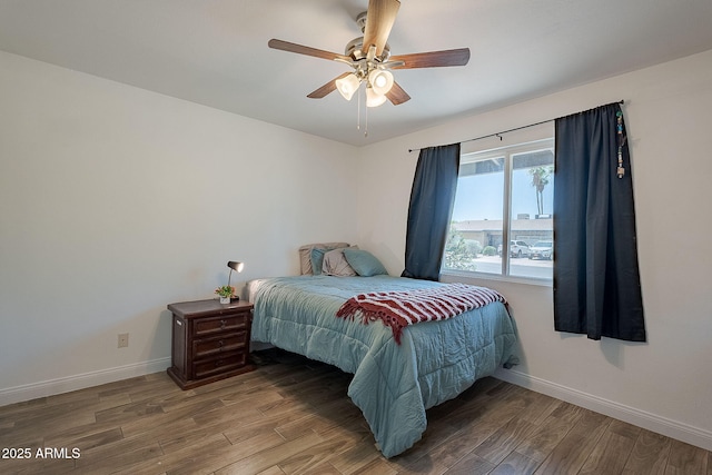 310 E Fremont Dr, Tempe, AZ 85282 - bedroom with baseboards, wood finished floors, and ceiling fan