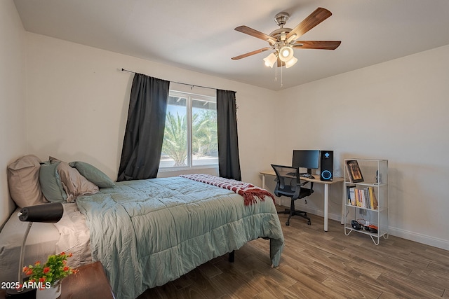 310 E Fremont Dr, Tempe, AZ 85282 - bedroom with wood finished floors, baseboards, and a ceiling fan