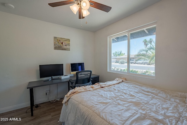 310 E Fremont Dr, Tempe, AZ 85282 - bedroom featuring multiple windows, wood finished floors, baseboards, and a ceiling fan