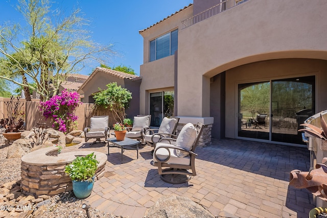 view of patio with outdoor lounge area