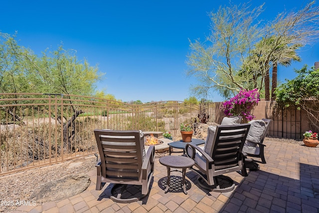 fenced backyard with a patio
