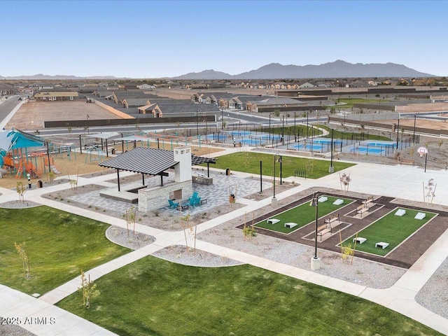 view of property's community featuring a residential view and a mountain view