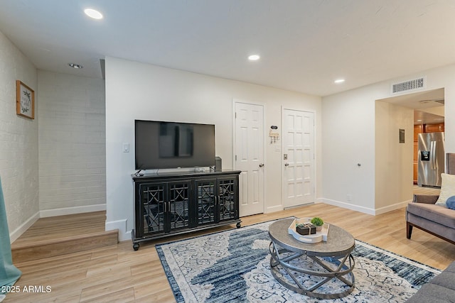 living room featuring light hardwood / wood-style flooring