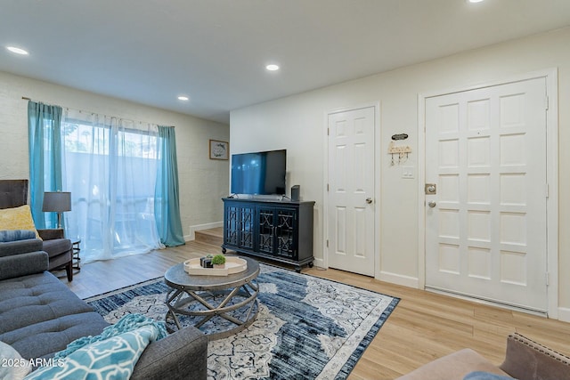 living room featuring light wood-type flooring