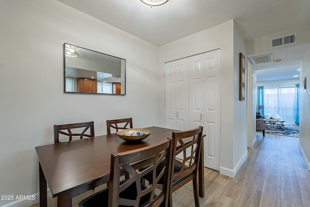 dining room with light wood-type flooring