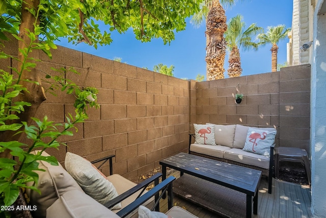 view of patio with an outdoor living space