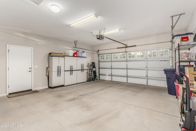 garage with a garage door opener