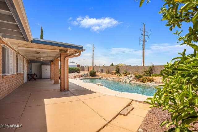 2001 Golf Links Rd, Sierra Vista, AZ 85635 - view of swimming pool featuring a patio area, a fenced backyard, and ceiling fan