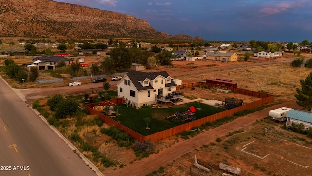 aerial view with a mountain view