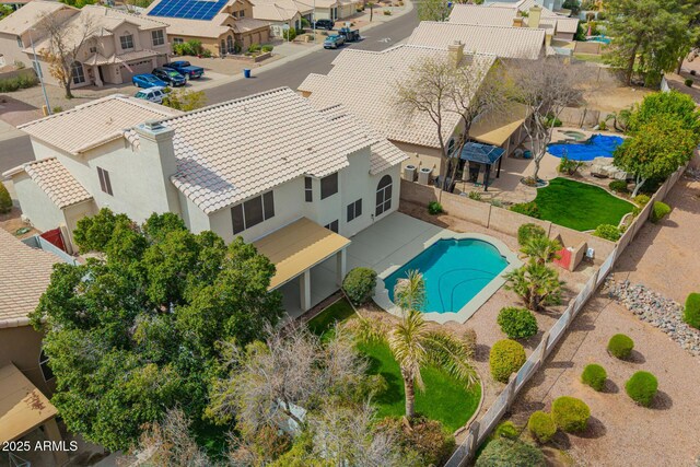 drone / aerial view with a residential view