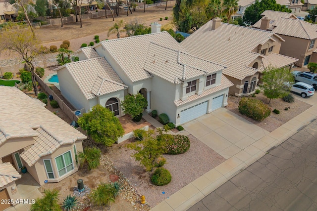 drone / aerial view with a residential view