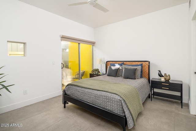 bedroom featuring ceiling fan