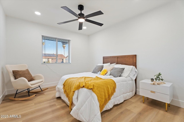 3506 W Yucca St, Phoenix, AZ 85029 - bedroom featuring light wood-style floors, recessed lighting, and ceiling fan