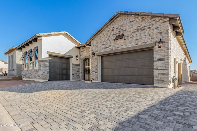 view of front of house with a garage