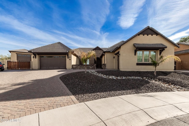 view of front of property featuring a garage