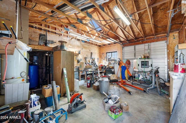 garage featuring a workshop area