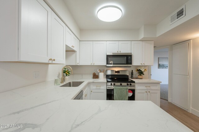 909 S Acapulco Ln Unit A, Tempe, AZ 85281 - kitchen with stainless steel appliances, a sink, light stone counters, and light wood-type flooring