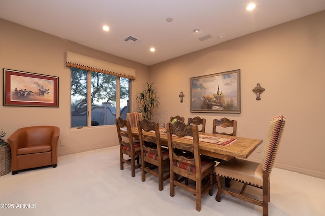 view of carpeted dining room