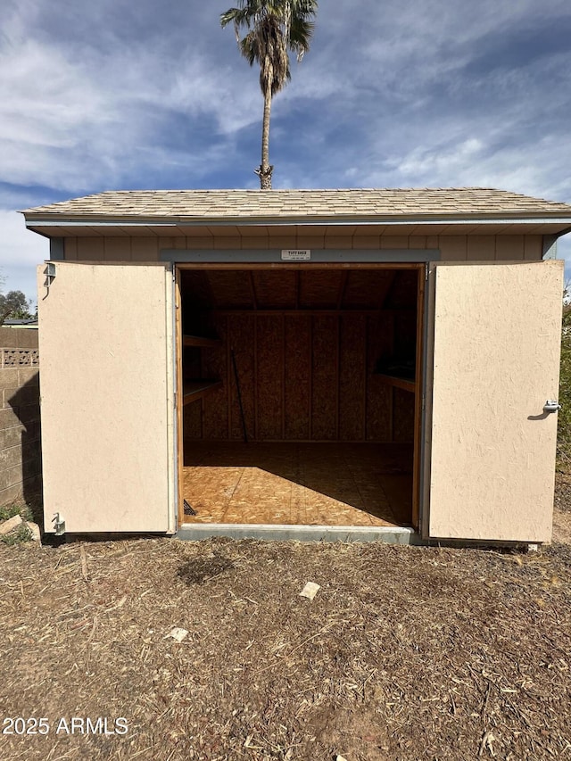 view of shed