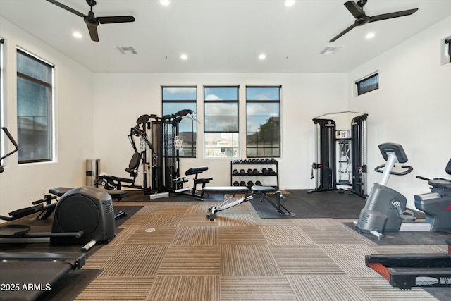 38500 N School House Rd Unit 62, Cave Creek, AZ 85331 - workout area featuring recessed lighting, visible vents, and ceiling fan