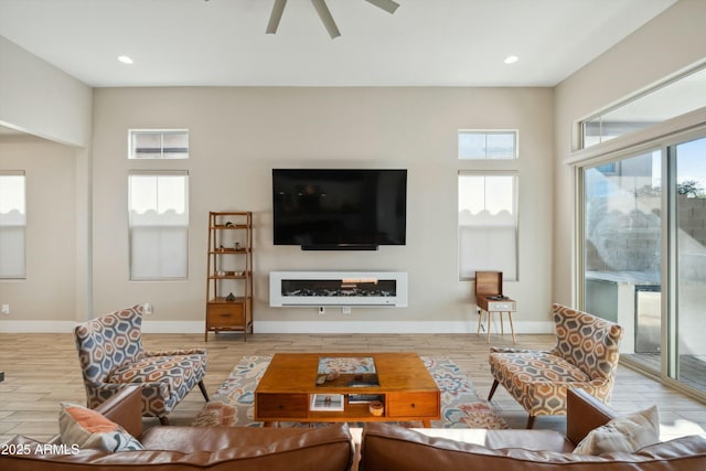 38500 N School House Rd Unit 62, Cave Creek, AZ 85331 - living room with a ceiling fan, recessed lighting, wood finished floors, and baseboards