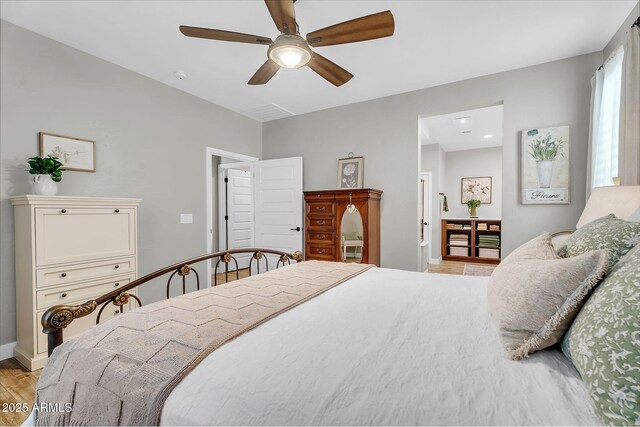 1335 W Via Del Oro, San Tan Valley, AZ 85140 - bedroom featuring light wood-style flooring, baseboards, and ceiling fan