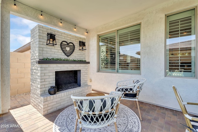 1335 W Via Del Oro, San Tan Valley, AZ 85140 - view of patio / terrace with an outdoor brick fireplace
